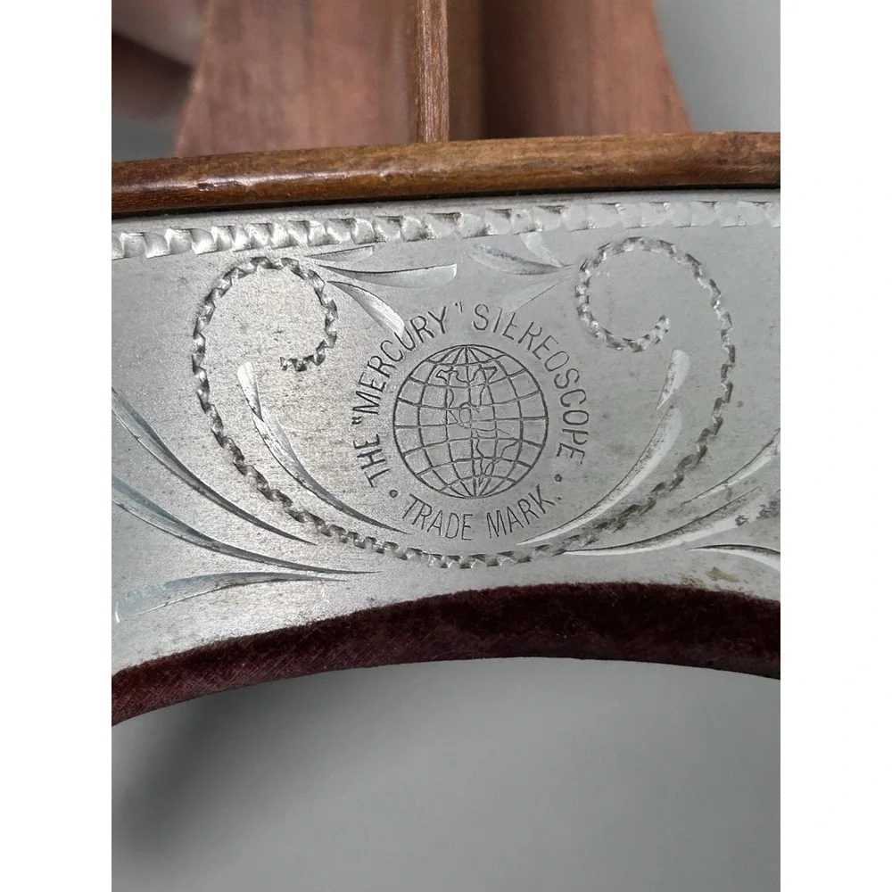 Vintage The MERCURY STEREOSCOPE Antique 3D Photo Card Viewer Metal & Wood